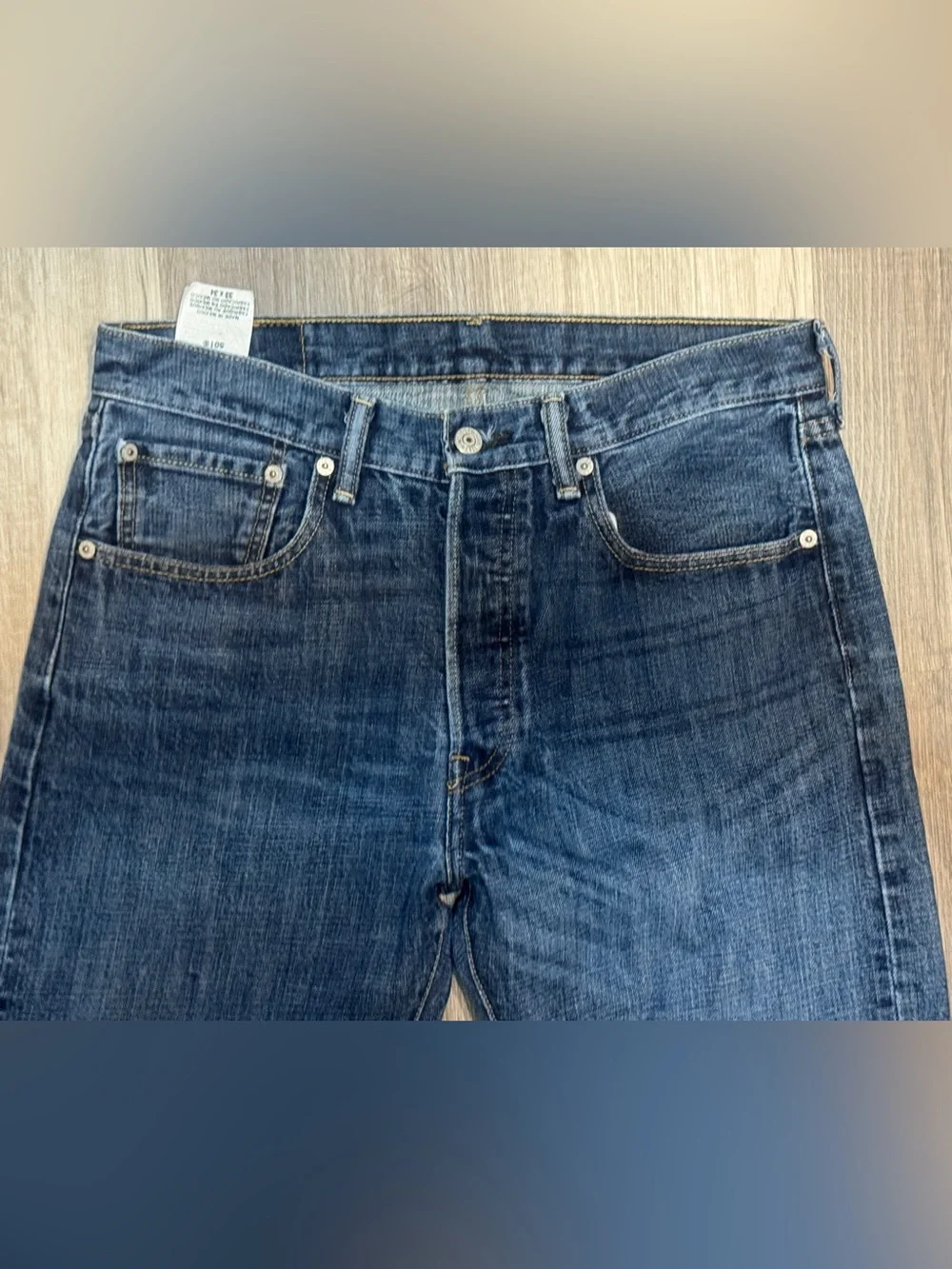 Levi's 501 Men's Dark Blue Button Fly Straight-Leg Denim Jeans Y2K 33x34